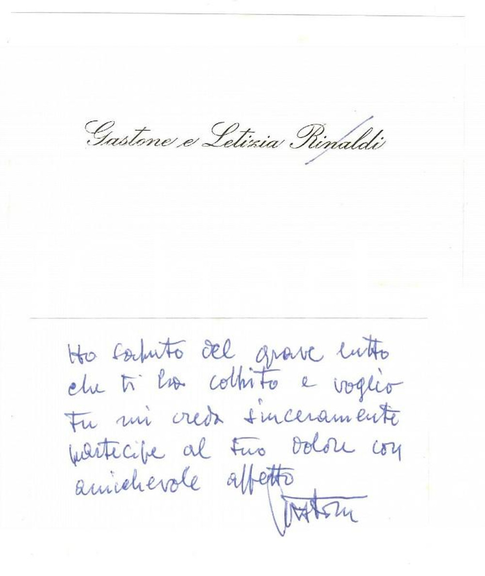 Autografo originale 1978 PADOVA Letizia e Gastone RINALDI Designer Biglietto da visita AUTOGRAFO 1