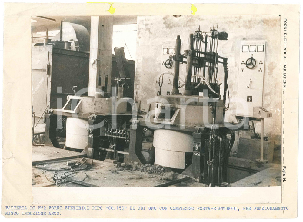 Fotografia d epoca originale 1955 ca MILANO  FORNI ELETTRICI A. TAGLIAFERRI Battieria  Foto 28x20 cm 1