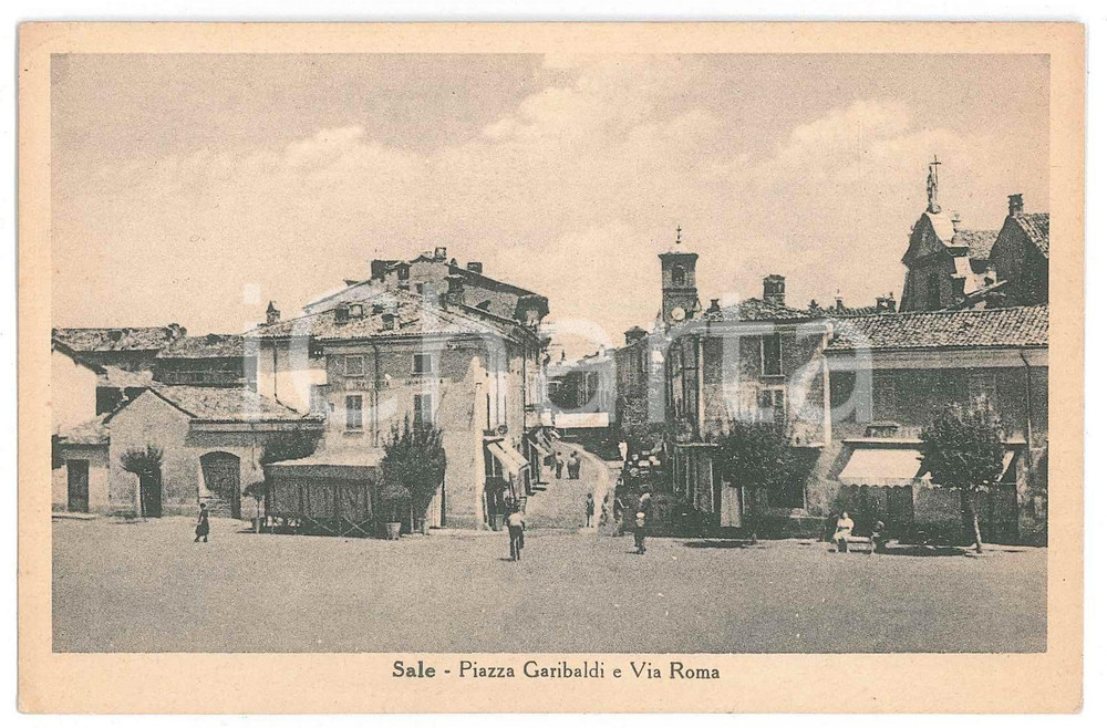 Cartolina originale da collezione 1925 SALE AL Piazza Garibaldi e Via Roma  Cartolina ANIMATA FP NV 1