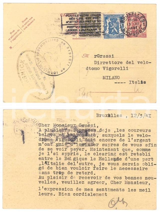 Autografo originale 1941 BRUXELLES CICLISMO Cartolina A. VERSNICK per saldo corridori  Autografo 1