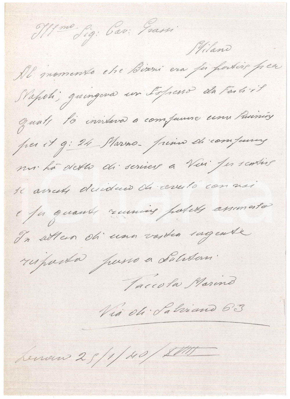 Autografo originale 1940 CICLISMO LIVORNO Lettera procuratore Marino TACCOLA pro BIZZI  AUTOGRAFO 1