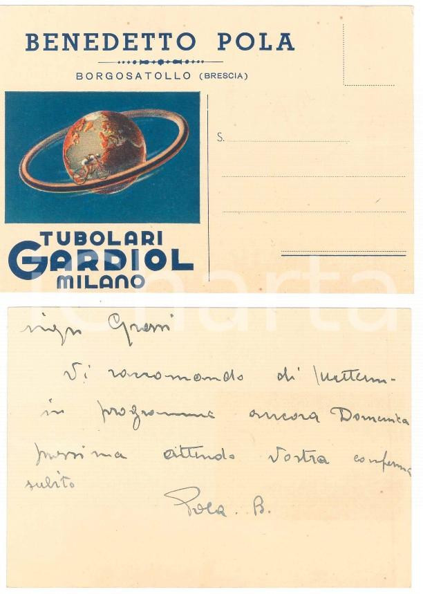 Autografo originale 1940 ca CICLISMO BORGOSATOLLO Benedetto POLA chiede ingaggio  AUTOGRAFO 1