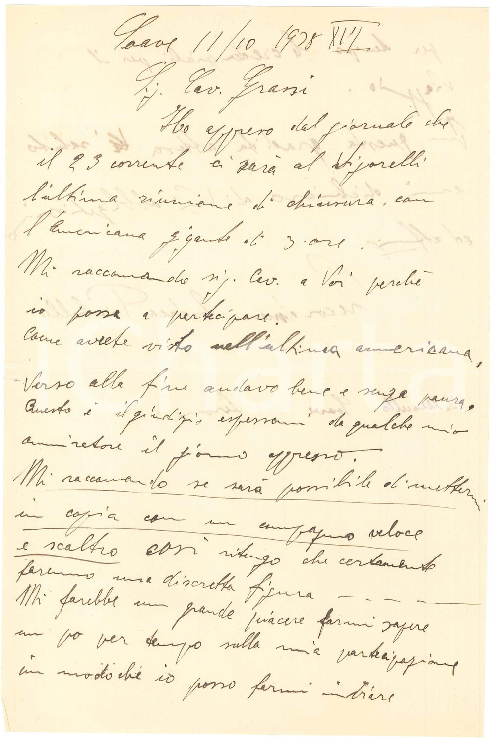 Autografo originale 1938 CICLISMO SOAVE Andrea PIUBELLO chiede compagno scaltro  AUTOGRAFO 1