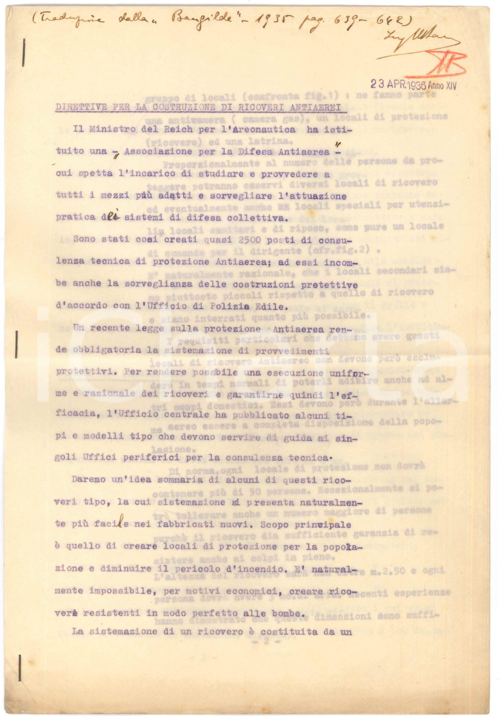 Documento originale, autentico 1936 GERMANIA  BAUGILDE   Norme del Reich per costruzione ricoveri antiaerei 1