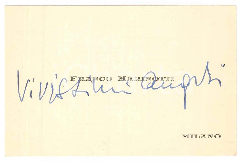 Autografo originale 1960 ca MILANO Franco MARINOTTI imprenditore  Biglietto da visita AUTOGRAFO 1