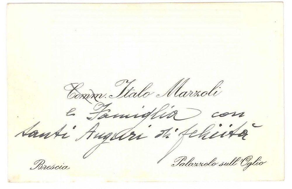 Autografo originale 1960 ca BRESCIA Comm. Italo MARZOLI   Biglietto da visita AUTOGRAFO 1
