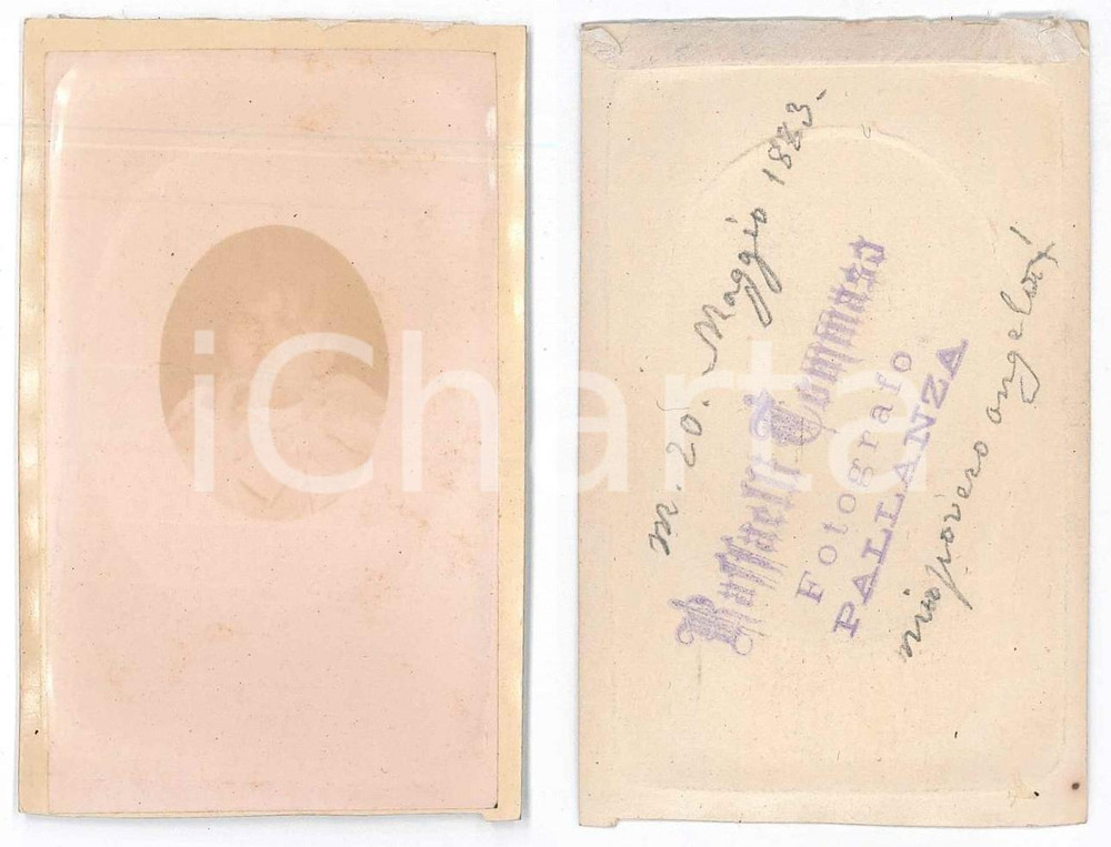 Fotografia d epoca originale 1880 ca VERBANIA PALLANZA Ritratto di bambina   Busto Foto RAFFAELLI CDV 1