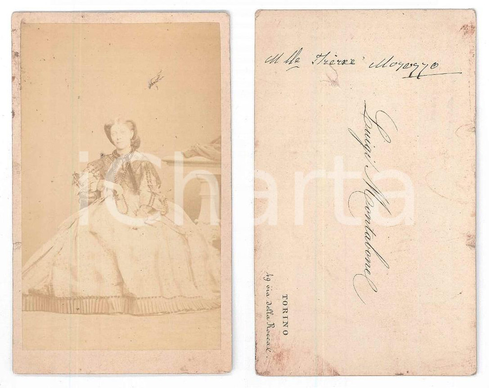 Fotografia d epoca originale 1870 ca TORINO Nobile Teresa MOROZZO  Ritratto Foto Luigi MONTABONE CDV 1