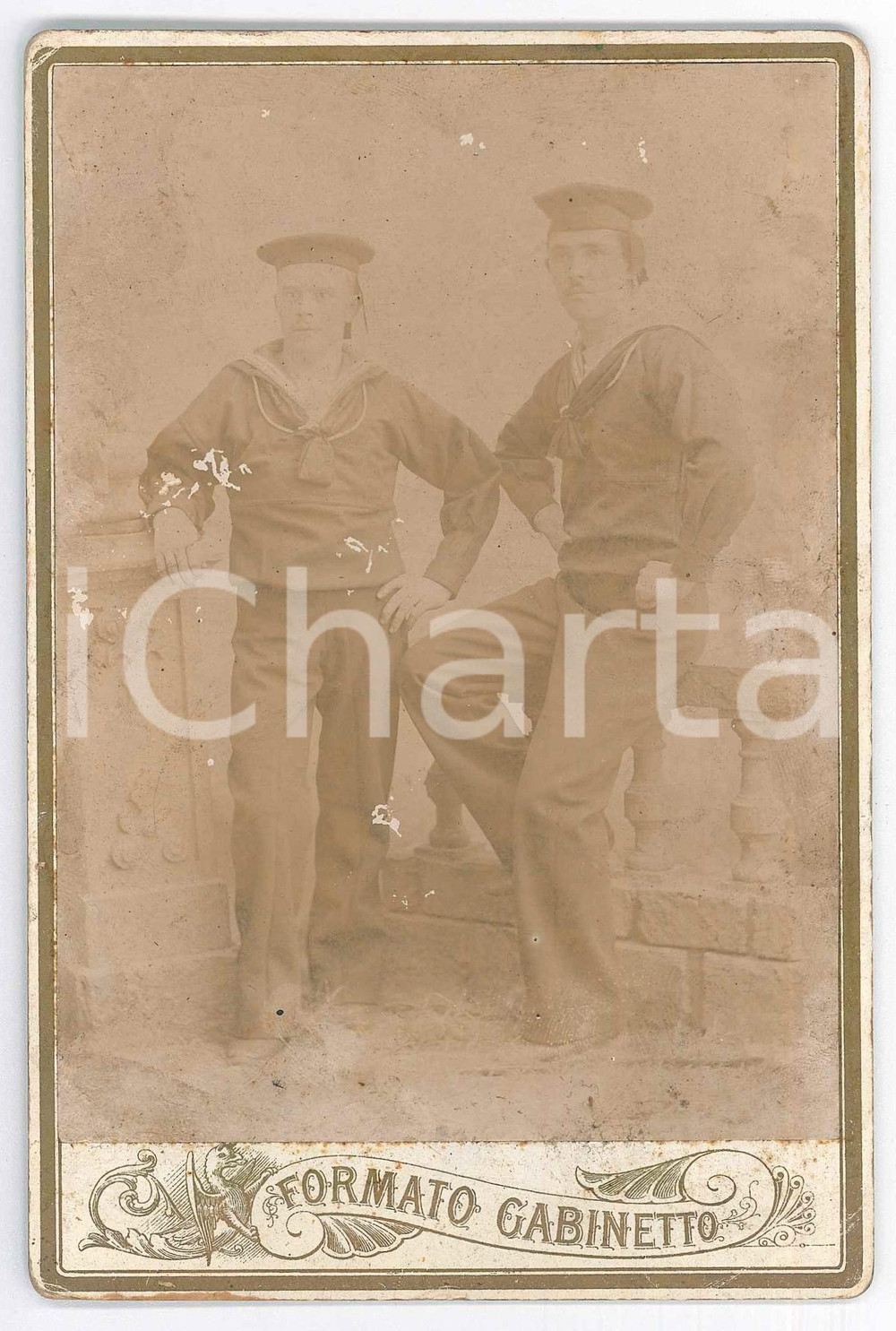 Fotografia d epoca originale 1880 ca ITALIA  REGIA MARINA  Due marinai  Ritratto Foto 11x16 cm 1