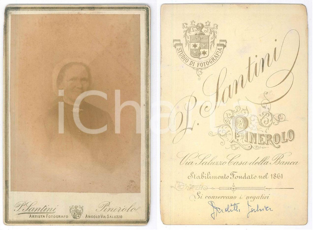 Fotografia d epoca originale 1880 ca PINEROLO TO Ritratto di Giuditta JAHIER Foto P. SANTINI 11x16 cm 1