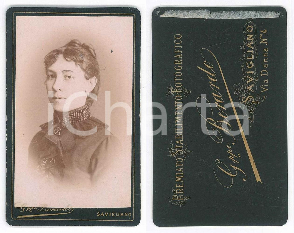 Fotografia d epoca originale 1880 ca SAVIGLIANO CN Ritratto di donna  Foto Giuseppe BERARDO CDV 1
