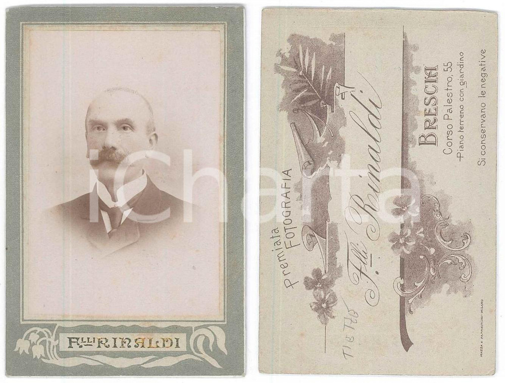 Fotografia d epoca originale 1900 ca BRESCIA Famiglia TIETZE  Ritratto maschile  Foto F.lli RINALDI CDV 1