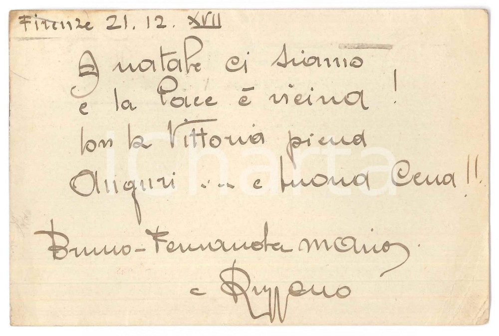 Cartolina originale da collezione 1938 FIRENZE Ditta Ferdinando SBIGOLI & Ruggero  Cartolina autografa 1
