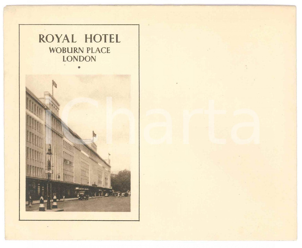 1955 ca LONDON Woburn Place ROYAL HOTEL Busta intestata vuota 14x11 cm