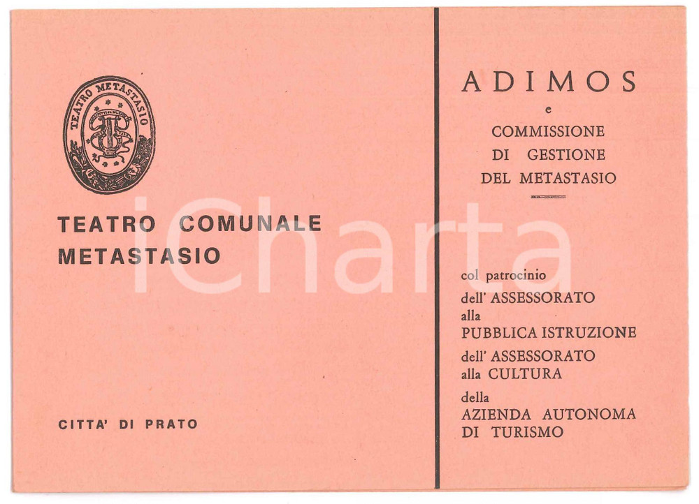 Oggetto da collezione cartaceo 1977 PRATO Teatro Metastasio  Trilogia popolare di Giuseppe VERDI Programma 1