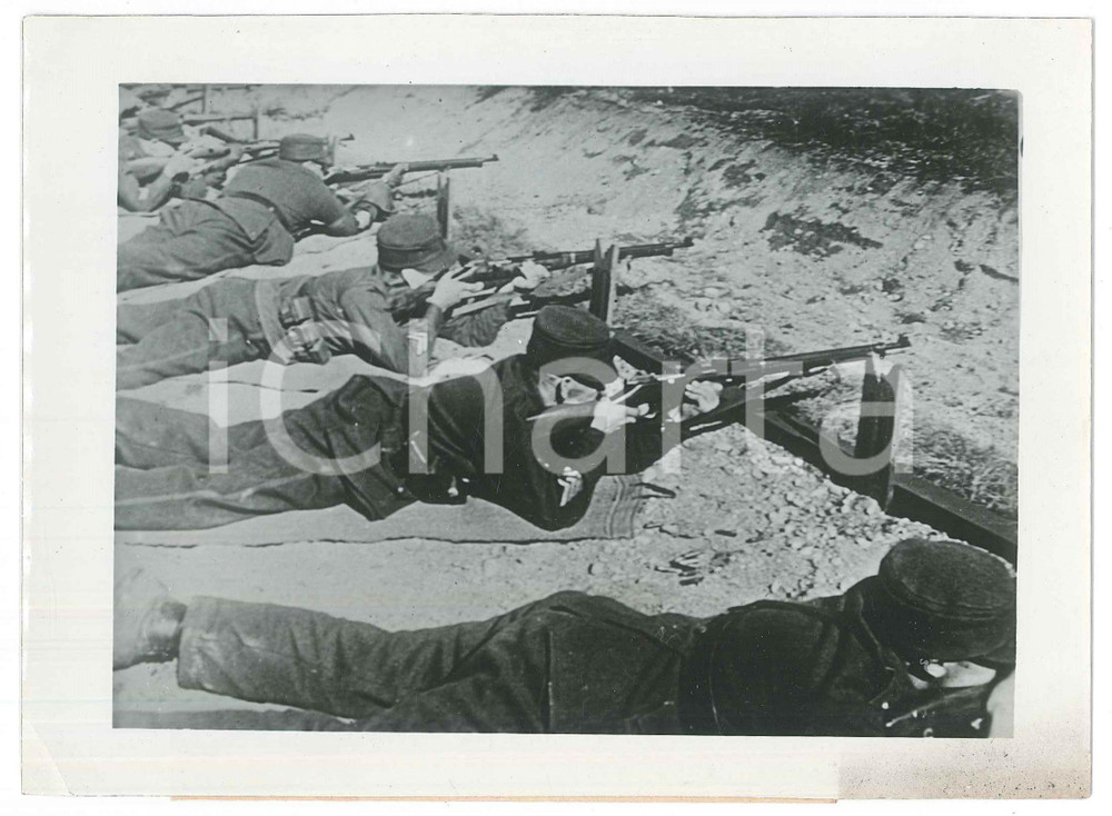 Fotografia d epoca originale 1941 WW2 FINLANDIA Reparto di fanteria sulla linea del fronte  Foto 18x13 cm 1