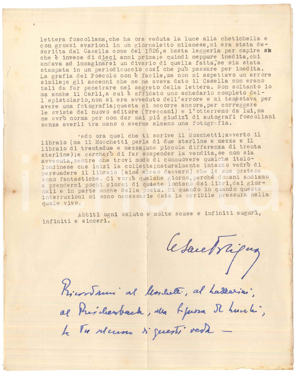 Autografo originale 1938 OXFORD Magdalen College  Cesare FOLIGNO su rivista Rinascita  AUTOGRAFO 1