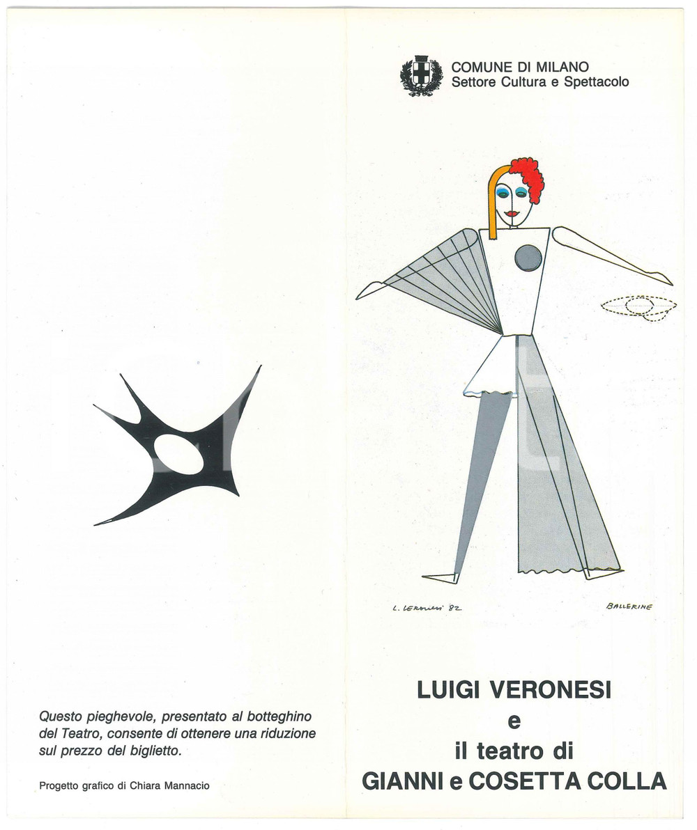 Materiale pubblicitario d’epoca 1987 MILANO Teatro Marionette Luigi VERONESI Gianni e Cosetta COLLA Pieghevole 1