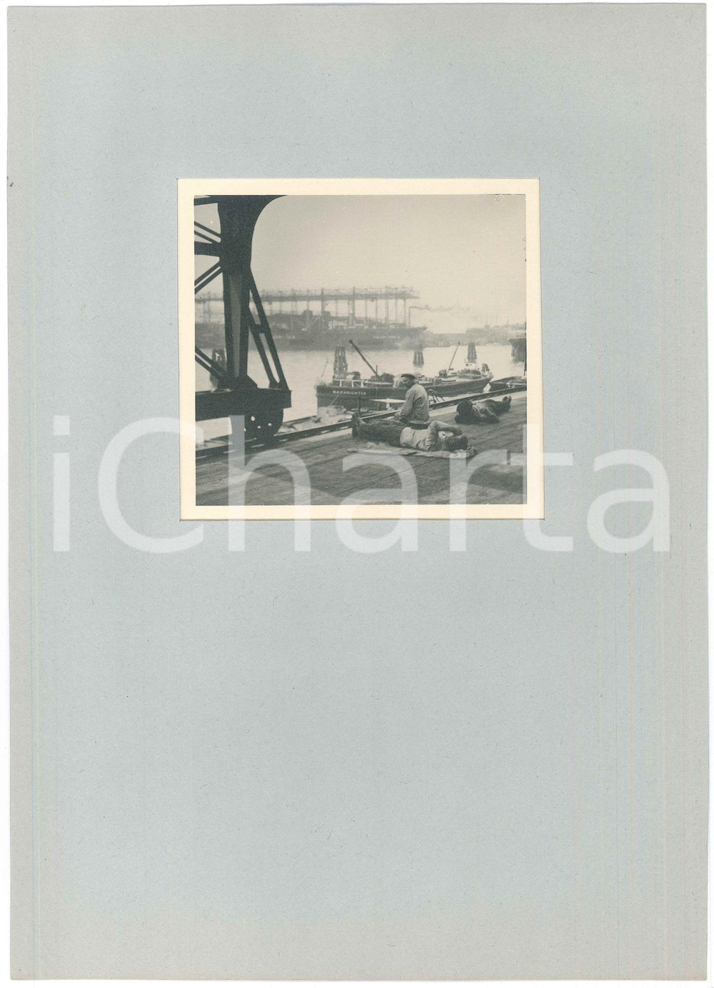 Fotografia d epoca originale 1913 AMBURGO D Riposo in porto Foto ARTISTICA con passepartout 24x34 cm 1