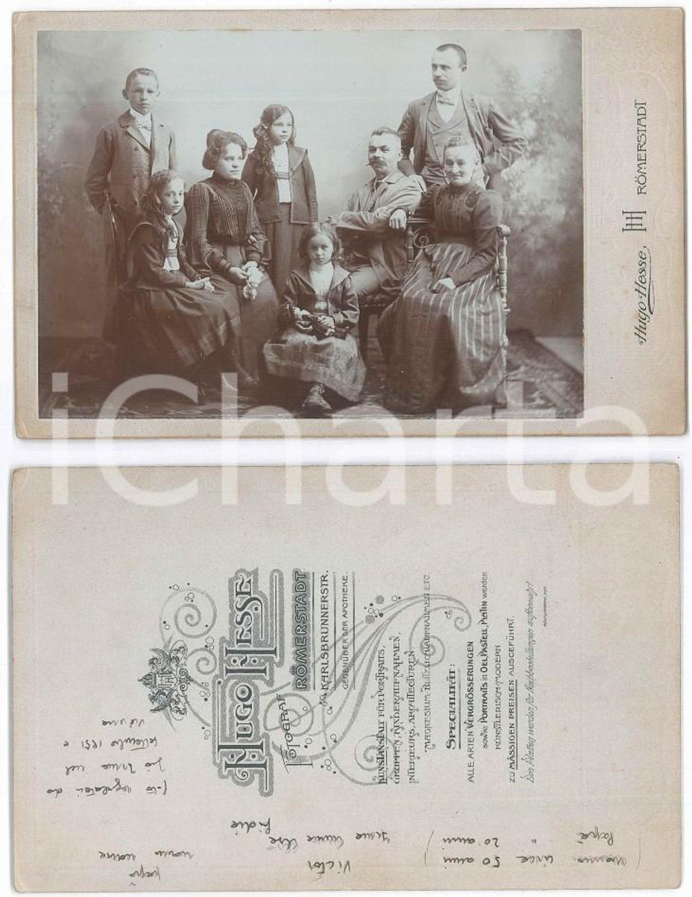 Fotografia d epoca originale 1910 ca ROMERSTADT Ritratto di famiglia borghese Foto Hugo HESSE 1