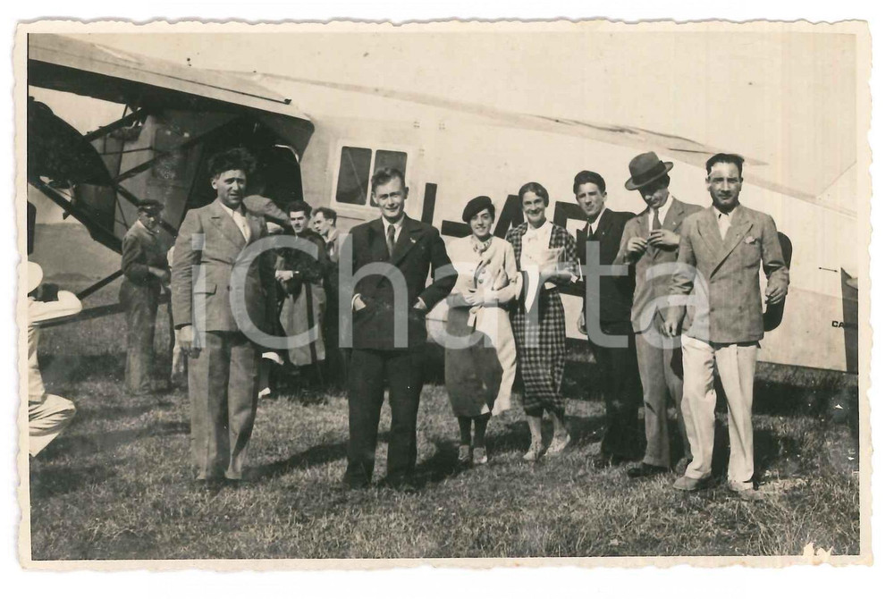 Fotografia d epoca originale 1935 Area di TRIESTE  AVIAZIONE  Battesimo dell aria  Foto 14x9 cm 1