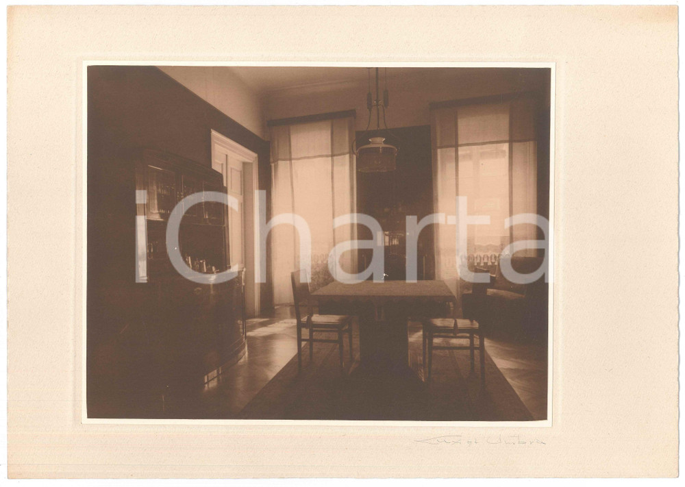 Fotografia d epoca originale 1930 ca TRIESTE ARCHITETTURA INTERNI  Salone  Foto LUX ET UMBRA  FIRMATA 1