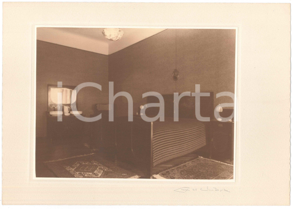 Fotografia d epoca originale 1930 ca TRIESTE ARCHITETTURA INTERNI Camera da letto  Foto LUX ET UMBRA FIRMATA 1
