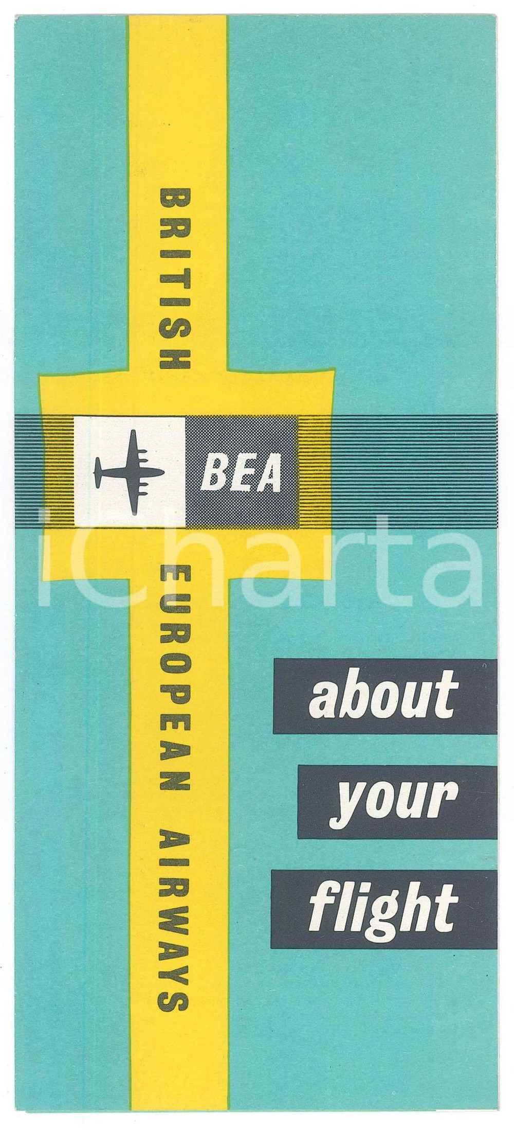 Materiale pubblicitario d’epoca 1955 ca BEA British European Airways  About your flight  Pieghevole ILLUSTRATO 1