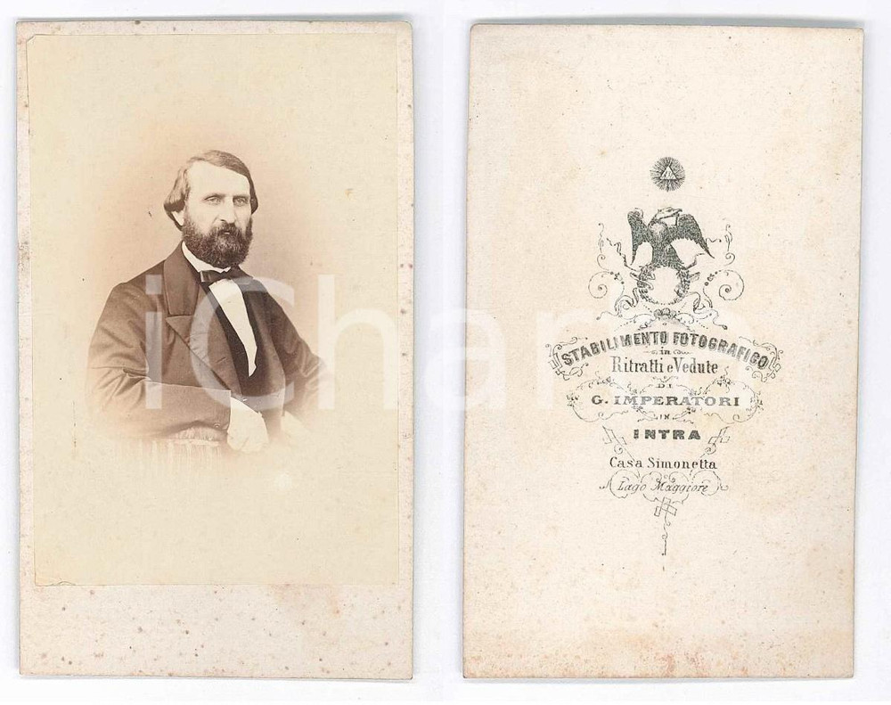 Fotografia d epoca originale 1890 ca INTRA  Ritratto maschile  Foto C. IMPERATORI Casa Simonetta CDV 1
