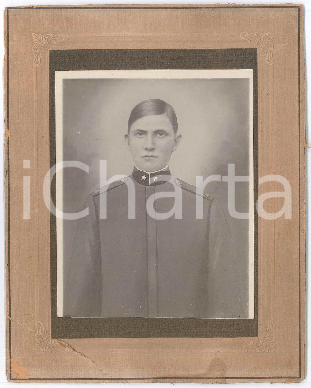 Fotografia d epoca originale 1920 ca REGIO ESERCITO  ITALIA  Giovane ufficiale FOTOMONTAGGIO 19x24 cm 1