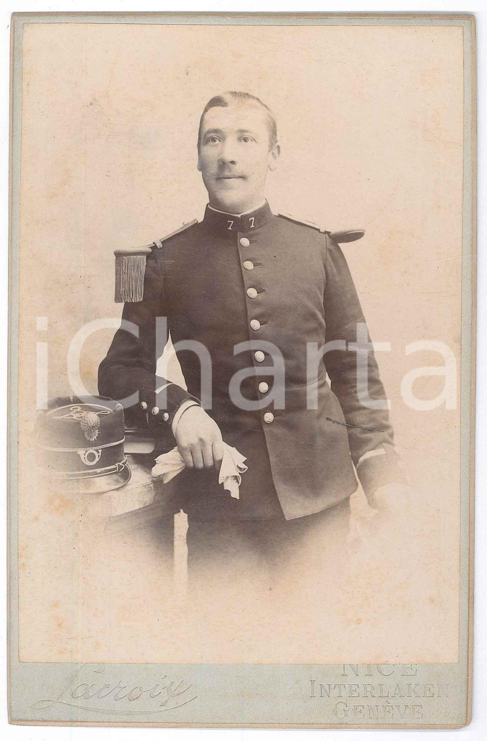 Fotografia d epoca originale 1910 ca FRANCE ARMEE DE TERRE Officier 7e rgt. Chasseur Photo LACROIX 1