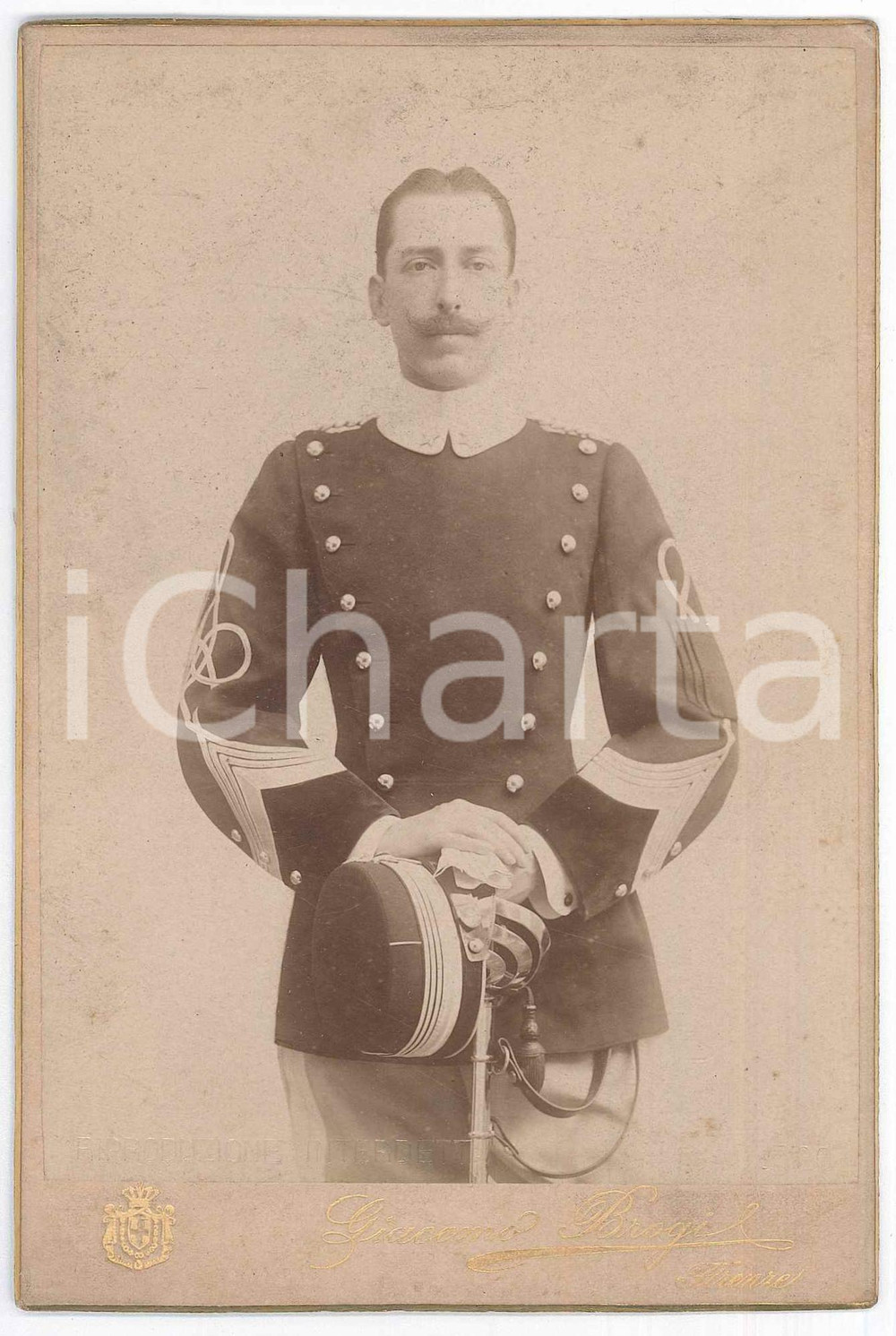 Fotografia d epoca originale 1900 FIRENZE  REGIO ESERCITO  Ritratto di ufficiale Foto Giacomo BROGI 1