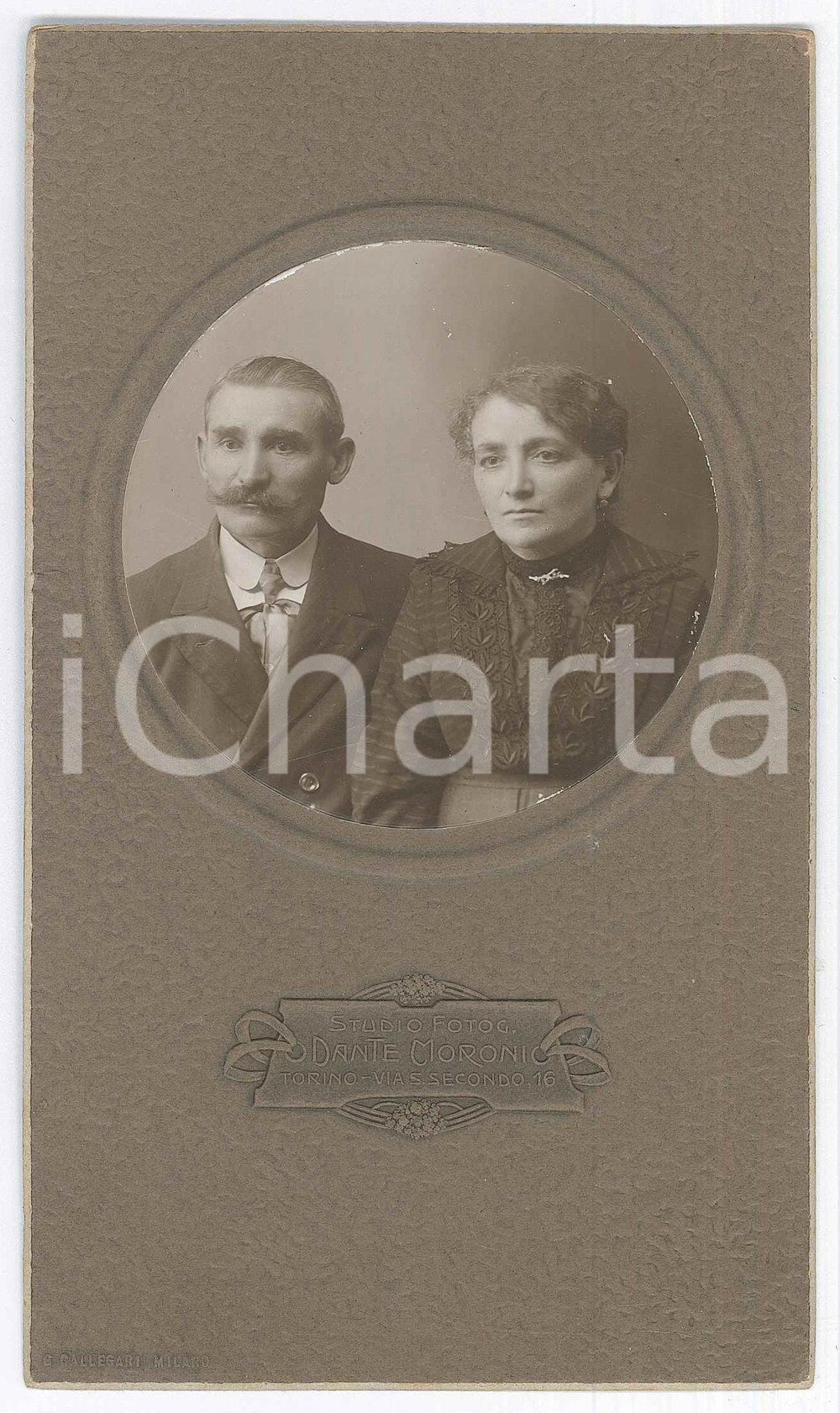 Fotografia d epoca originale 1915 TORINO Ritratto di due coniugi Foto Dante MORONI 11x18 cm 1
