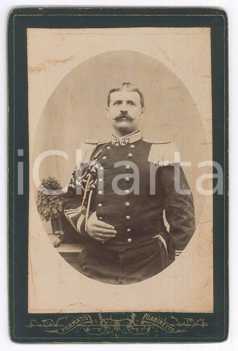 Fotografia d epoca originale 1880 ca REGIO ESERCITO Ritratto di ufficiale in grande uniforme  Foto 11x16 cm 1