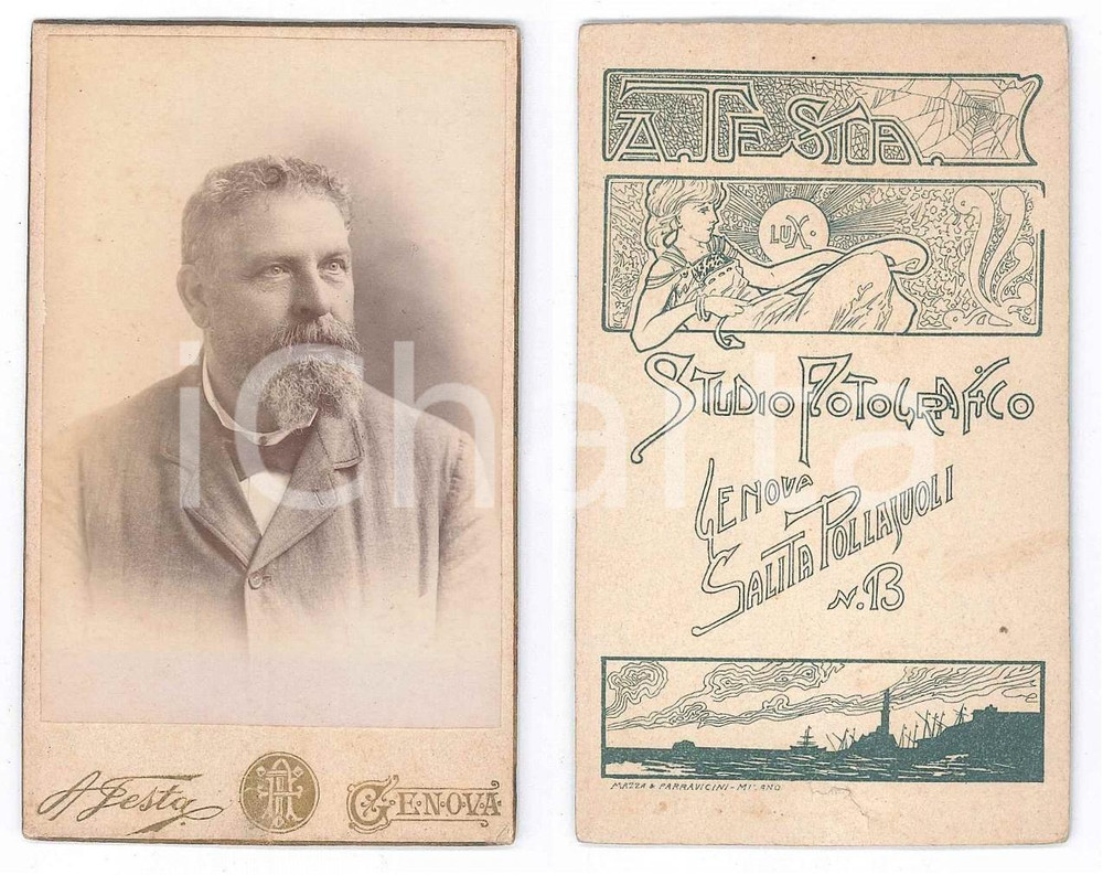 Fotografia d epoca originale 1905 ca GENOVA Ritratto maschile  Foto Achille TESTA  CDV 1