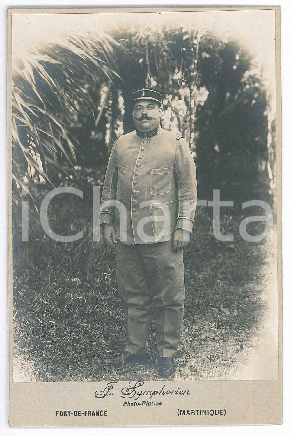 Fotografia d epoca originale 1910 ca FORTDEFRANCE MARTINIQUE Officier de MARINE Photo F. SYMPHORIEN 1