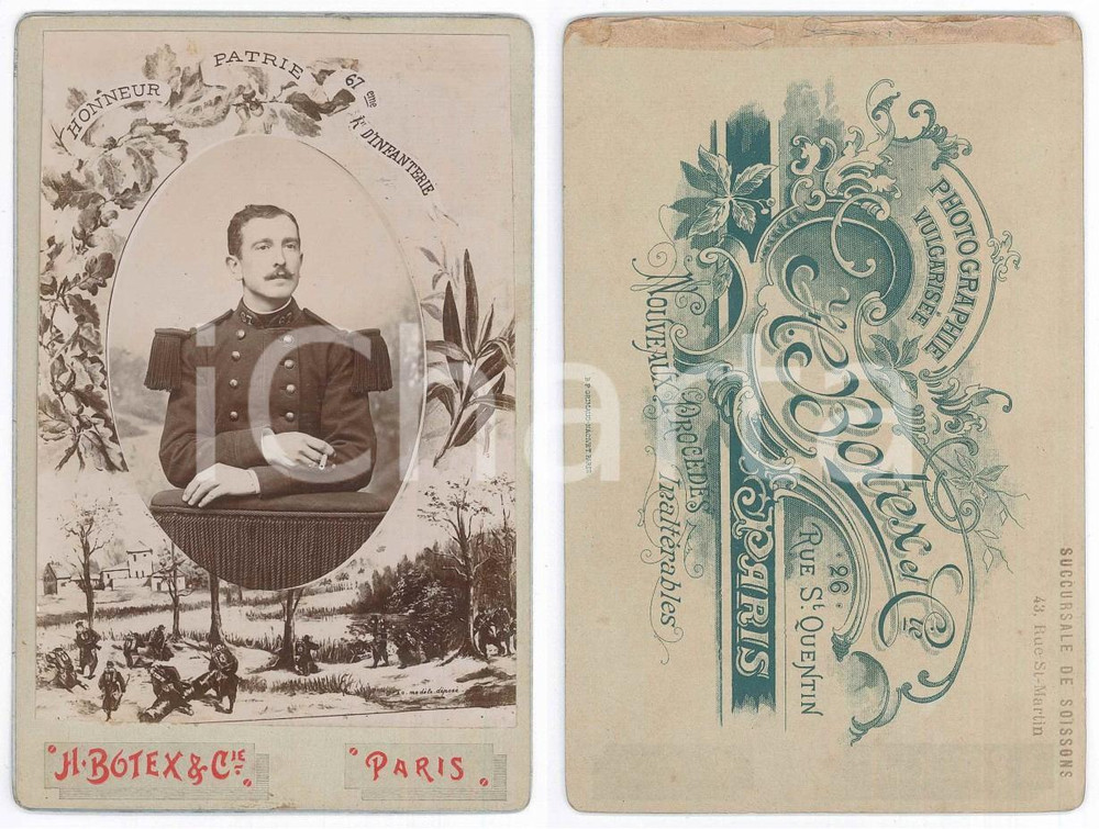 Fotografia d epoca originale 1900 ca FRANCE ARMEE DE TERRE Officier 67e Rgt Infanterie  Photo H. BOTEX 10x16 1