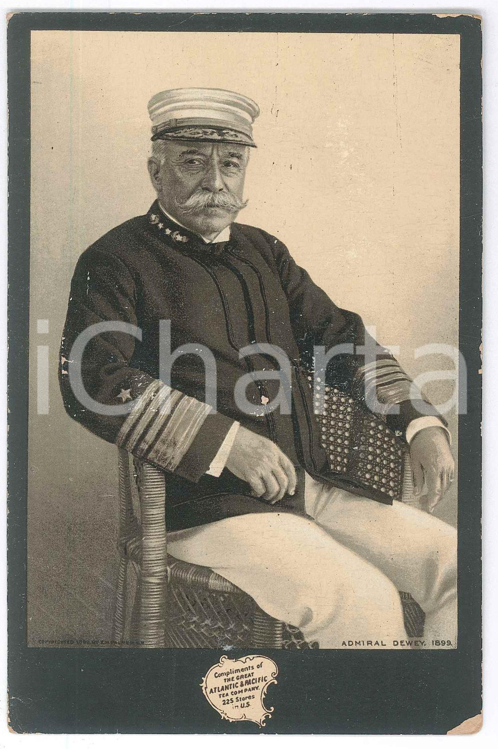 Fotografia d epoca originale 1899 USA Admiral George DEWEY  Photo Great Atlantici & Pacific Tea Company 1