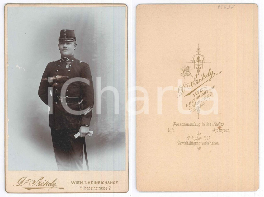 Fotografia d epoca originale 1910 ca K.U.K. ARMEE WIEN  Portrait of an officer  Photo SZEKELY 11x16 cm 1