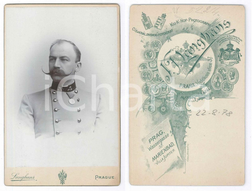 1910 ca K.U.K. ARMEE PRAGUE - Portrait of an officer - Photo J. F. LANGHANS