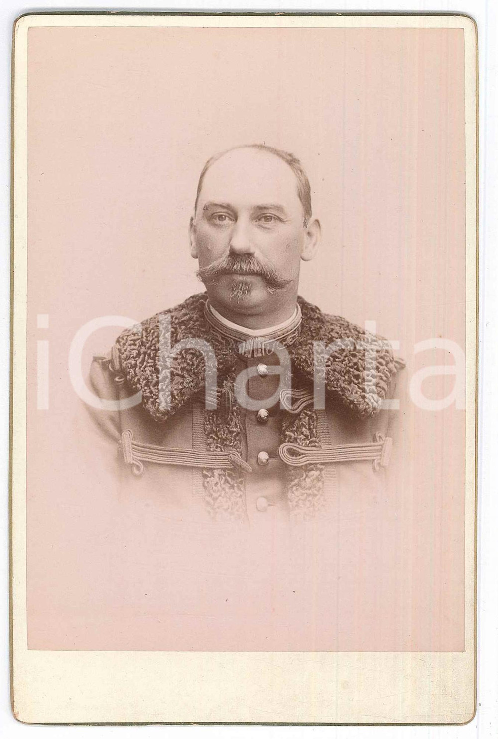 Fotografia d epoca originale 1890 ca DEUTSCHES HEER ? Portrait of an officer  Winter uniform  Photo 10x16 1