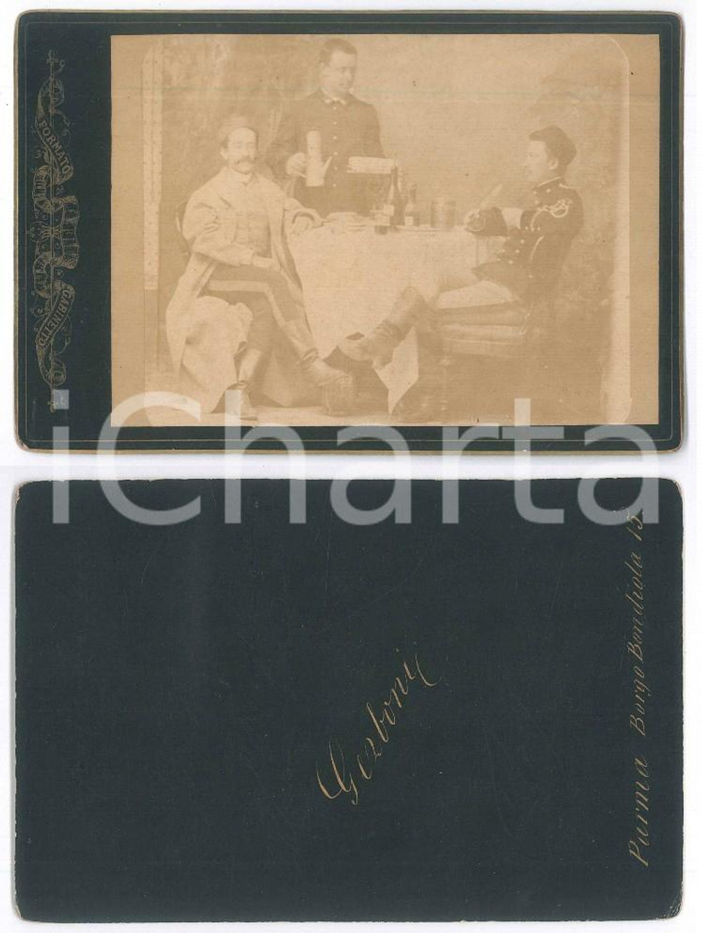 Fotografia d epoca originale 1890 ca PARMA  REGIO ESERCITO Pranzo di ufficiali  Foto GERBONI RARA 1