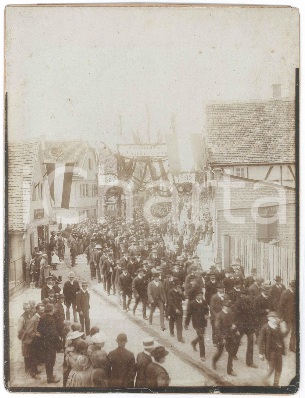 Fotografia d epoca originale 1895 FECHENHEIM / FRANKFURT Jubelfeier die Gemeinde  RARE Photo 21x28 cm 1