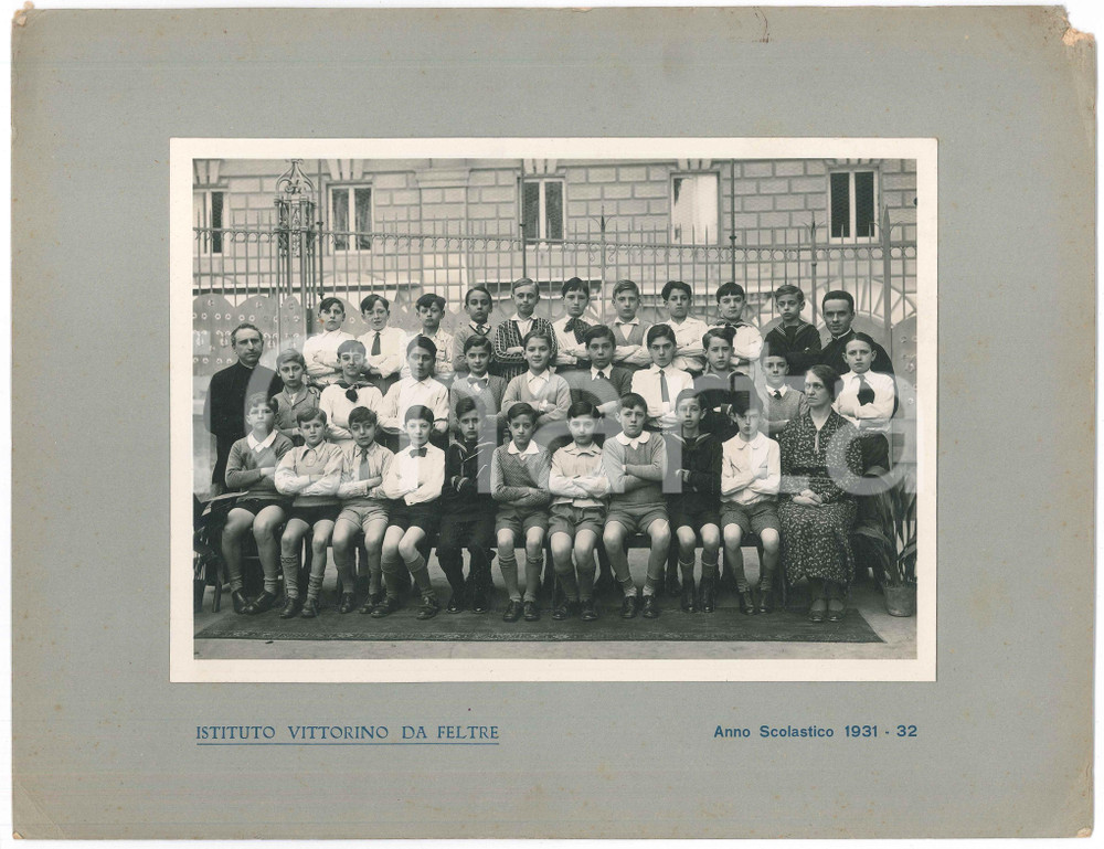 Fotografia d epoca originale 1932 GENOVA Istituto Vittorino da Feltre Classe maschile e insegnanti Foto 2 1