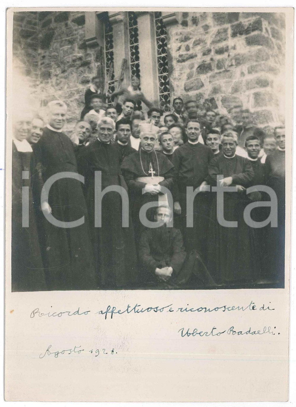 Fotografia d epoca originale 1928 ITALIA Gruppo di sacerdoti con vescovo  Ritiro spirituale  Foto 13x18 cm 1