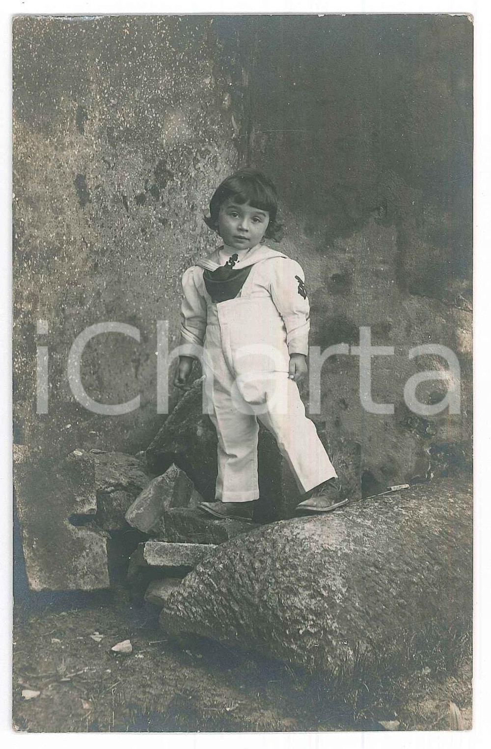 Fotografia d epoca originale 1912 CAMPOGALLIANO MO Bambino vestito da marinaretto  Foto GROTTI 9x14 cm 1