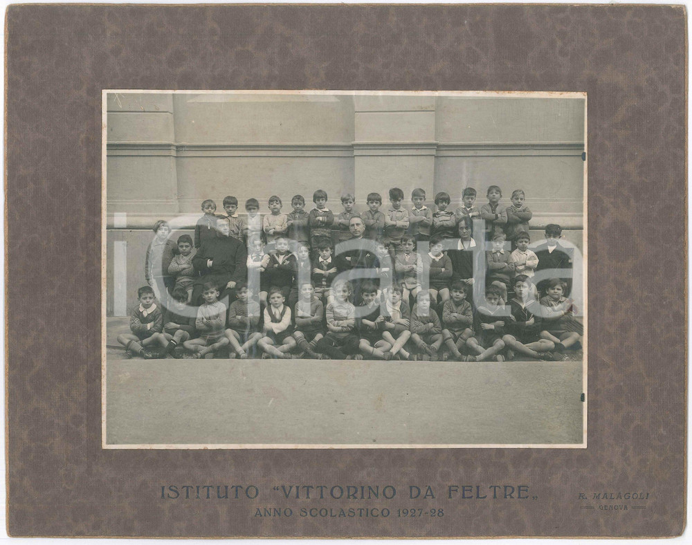 Fotografia d epoca originale 1928 GENOVA Istituto Vittorino da Feltre  Classe maschile e insegnanti Foto 1