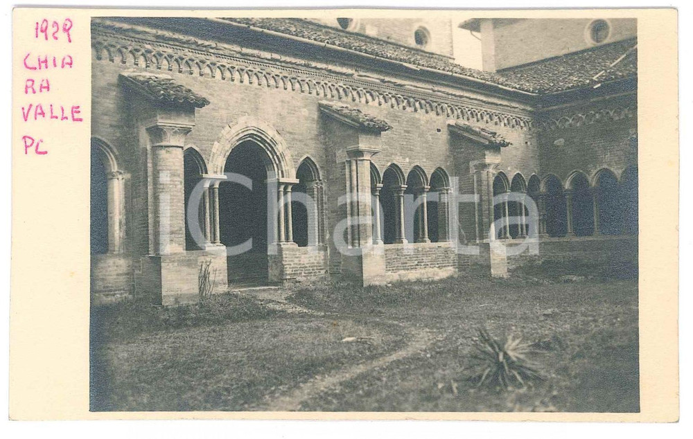 Fotografia d epoca originale 1929 CHIARAVALLE DELLA COLOMBA PC Chiostro dell Abbazia  Foto 14x9 cm 1