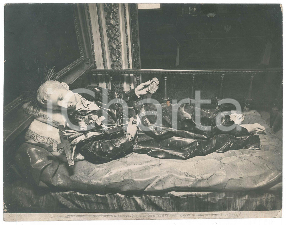 Fotografia d epoca originale 1935 ca ROMA Chiesa S. Andrea al Quirinale  Statua S. Stanislao KOSTKA ALINARI 1