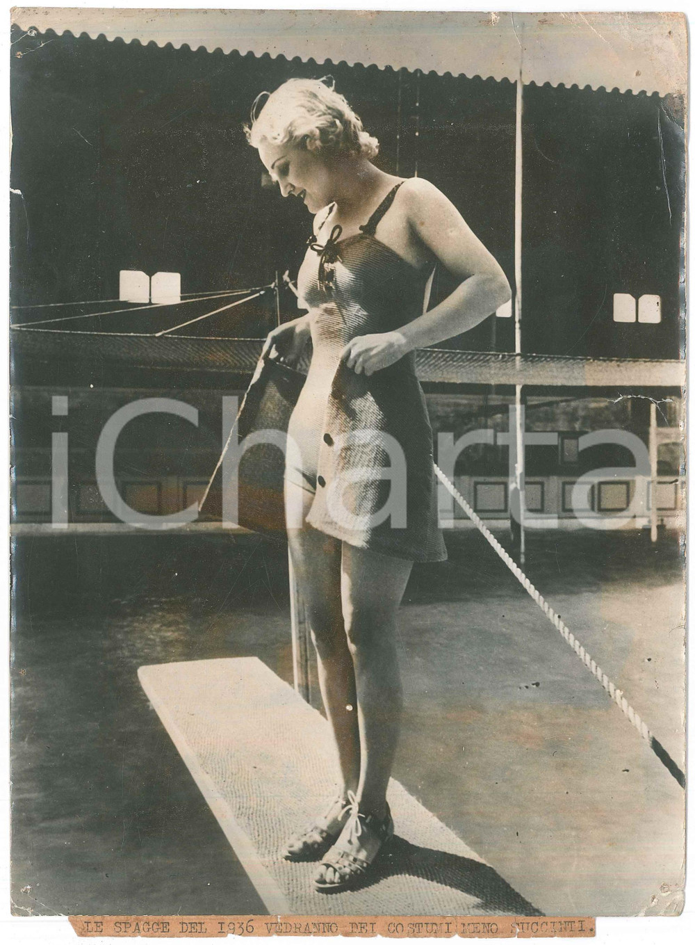 Fotografia d epoca originale 1936 MODA MARE  ITALIA  Nuovo costume coprente Foto DANNEGGIATA 1